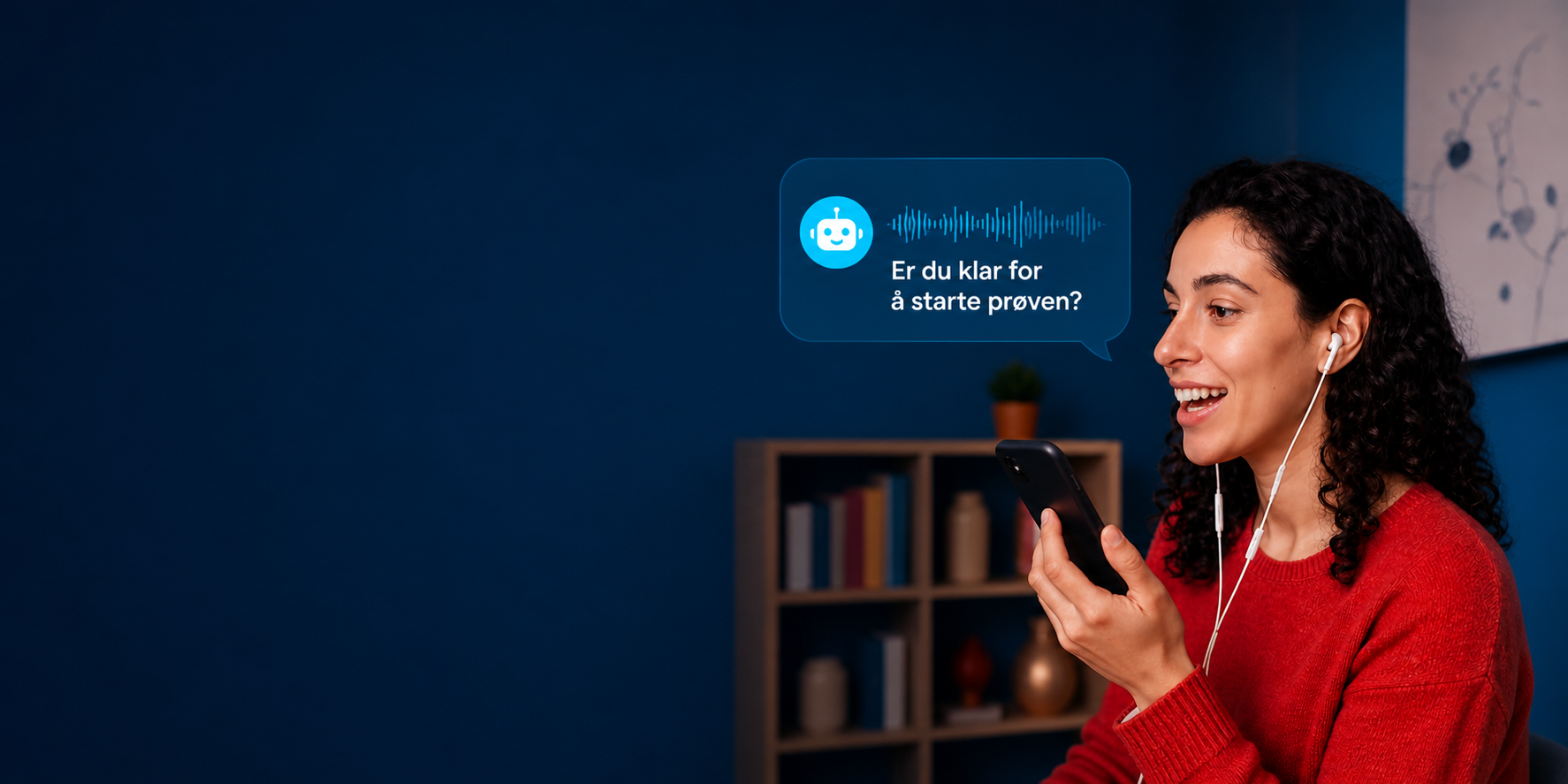 Student practising the Norwegian oral exam with an AI examiner